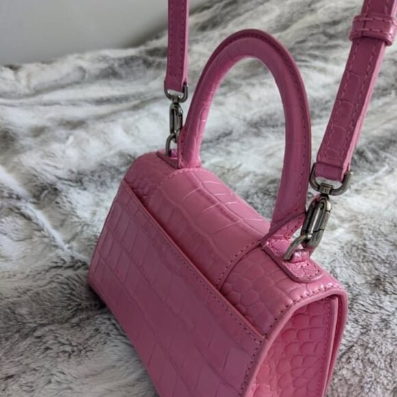 BALENCIAGA HOURGLASS XS HANDBAG CROCODILE EMBOSSED (PINK) - Brand New! <3 - Picture 4 of 9